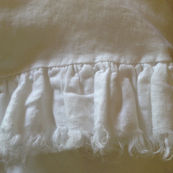 CAbi white linen frayed edge asymmetric hem skirt - Picture 5 of 7